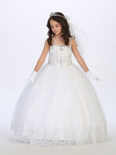 Girls Dress Style 065018 Ivory Floor-length Lace , Beading Bateau A-line Dress in Choice of Colour Girls Dress Style 065018 Ivory Floor-length Lace , Beading Bateau A-line Dress in Choice of Colour