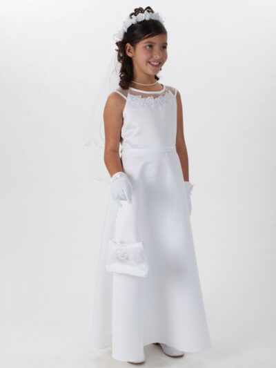 Girls Dress Style 065118 Ivory Floor-length Lace Bateau A-line Dress in Choice of Colour