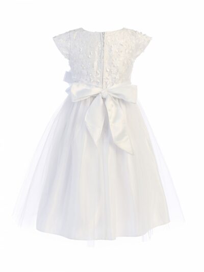 Girls Dress Style 065618 Ivory Tea-length hand Made Flower Round A-line Dress in Choice of Colour