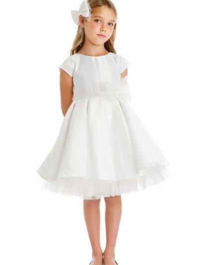 Girls Dress Style 065718 Ivory Knee-Length Hand Made Flower Bateau A-line Dress in Choice of Colour