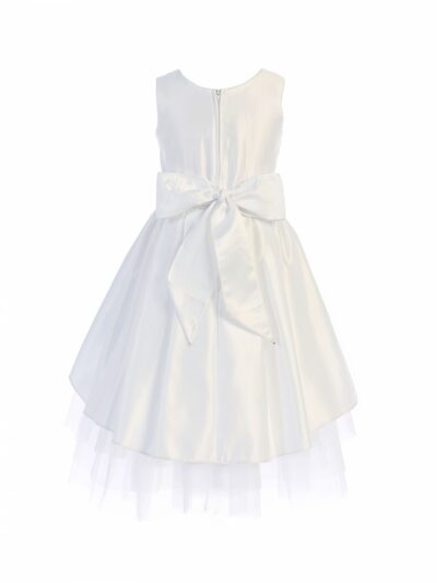 Girls Dress Style 066018 Ivory Tea-length Sash Bateau A-line Dress in Choice of Colour