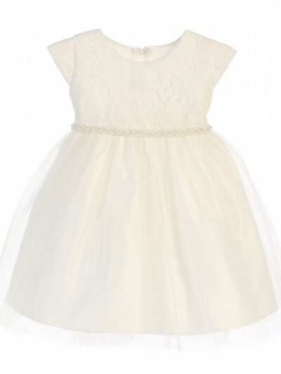 Girls Dress Style 066518 Ivory Tea-length Beading Round A-line Dress in Choice of Colour
