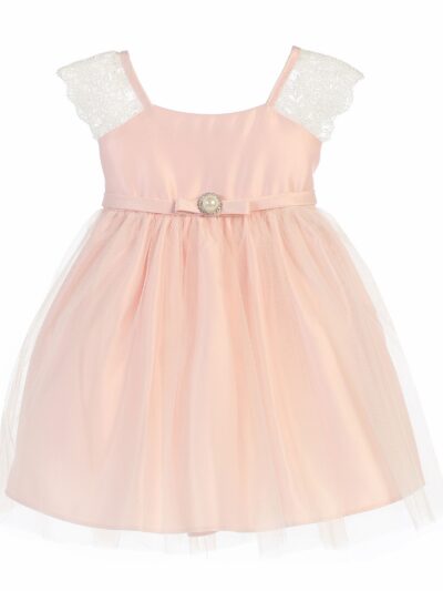 Girls Dress Style 066718 Candy Pink Knee-Length Lace Bateau A-line Dress in Choice of Colour