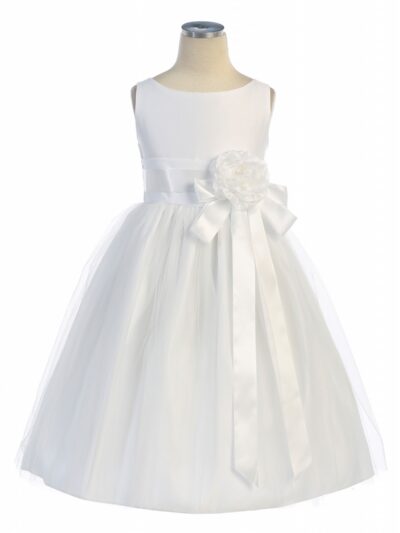 Girls Dress Style 067118 Ivory Floor-length Hand Made Flower Bateau A-line Dress in Choice of Colour