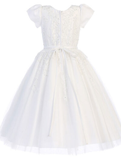 Girls Dress Style 067818 Ivory Floor-length Lace , Beading Round A-line Dress in Choice of Colour