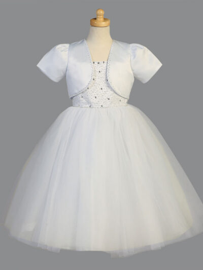 Girls Dress Style 068018 Ivory Floor-length Beading Bateau A-line Dress in Choice of Colour