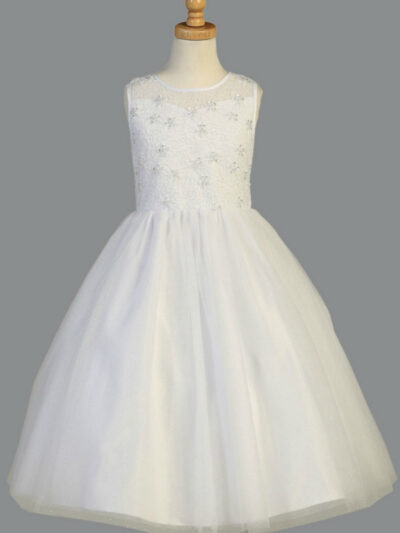 Girls Dress Style 068118 Ivory Floor-length Beading Bateau A-line Dress in Choice of Colour