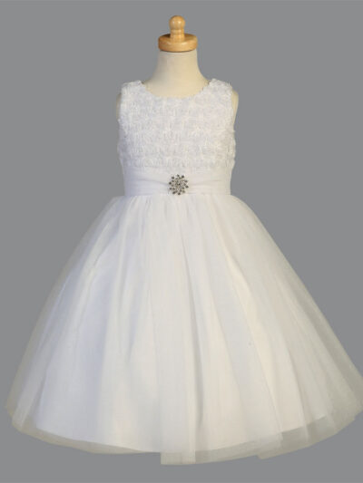 Girls Dress Style 068318 Ivory Floor-length Hand Made Flower , Beading Round A-line Dress in Choice of Colour