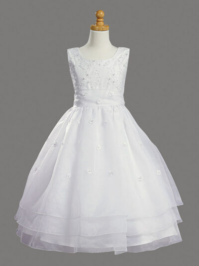 Girls Dress Style 068618 Ivory Floor-length Beading , Applique Bateau A-line Dress in Choice of Colour