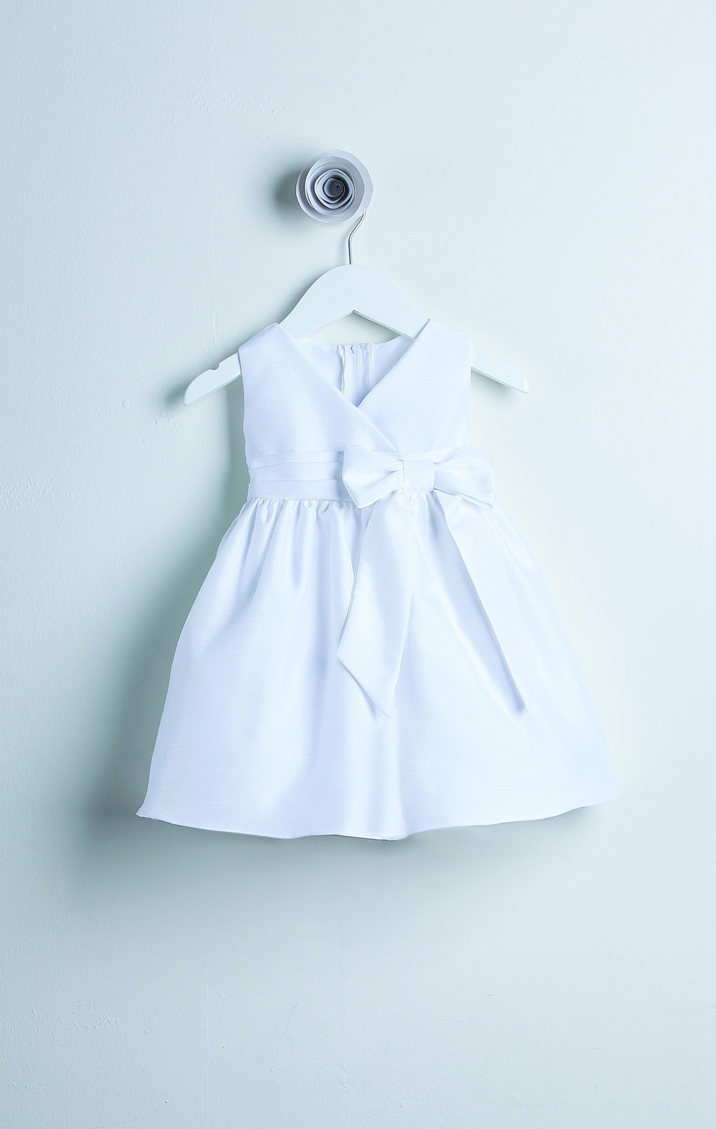 Girls Dress Style 068718 Ivory Knee-Length Bowknot V-neck A-line Dress in Choice of Colour
