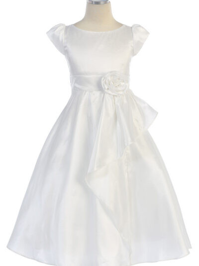 Girls Dress Style 068918 Ivory Floor-length hand Made Flower Bateau A-line Dress in Choice of Colour
