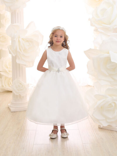 Girls Dress Style 069418 Ivory Ankle Length Beading Round A-line Dress in Choice of Colour