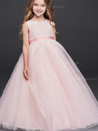 Pink Ball Gown Flower Girl Dress with Heart Cutout