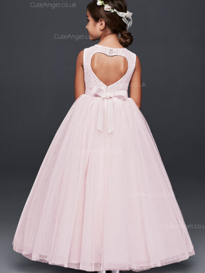 Pink Ball Gown Flower Girl Dress with Heart Cutout Pink Ball Gown Flower Girl Dress with Heart Cutout