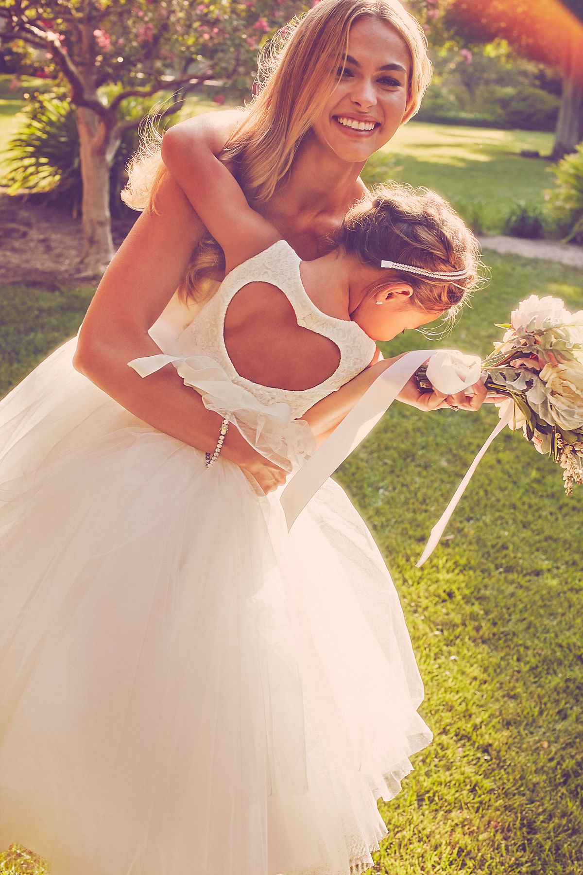 Pink Ball Gown Flower Girl Dress with Heart Cutout