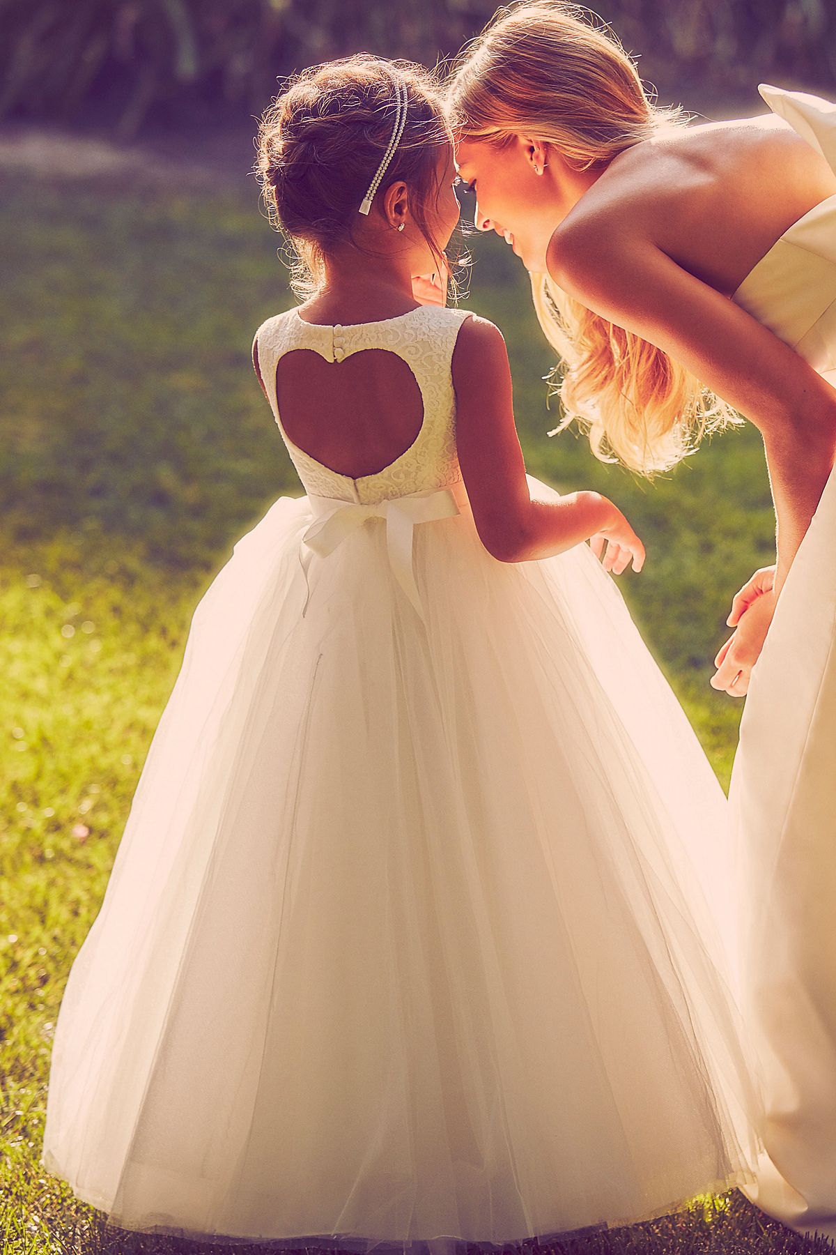 Pink Ball Gown Flower Girl Dress with Heart Cutout