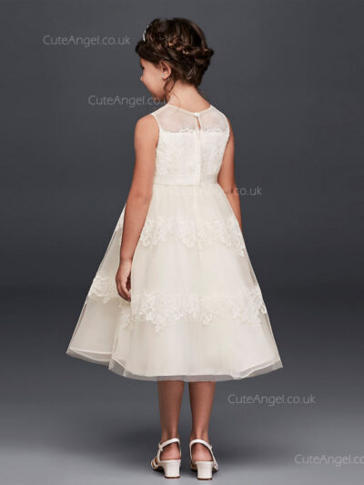 Tea Length Princess Ivory Lace Flower Girls Dress First Communion Dress 1805004 Tea Length Princess Ivory Lace Flower Girls Dress First Communion Dress 1805004