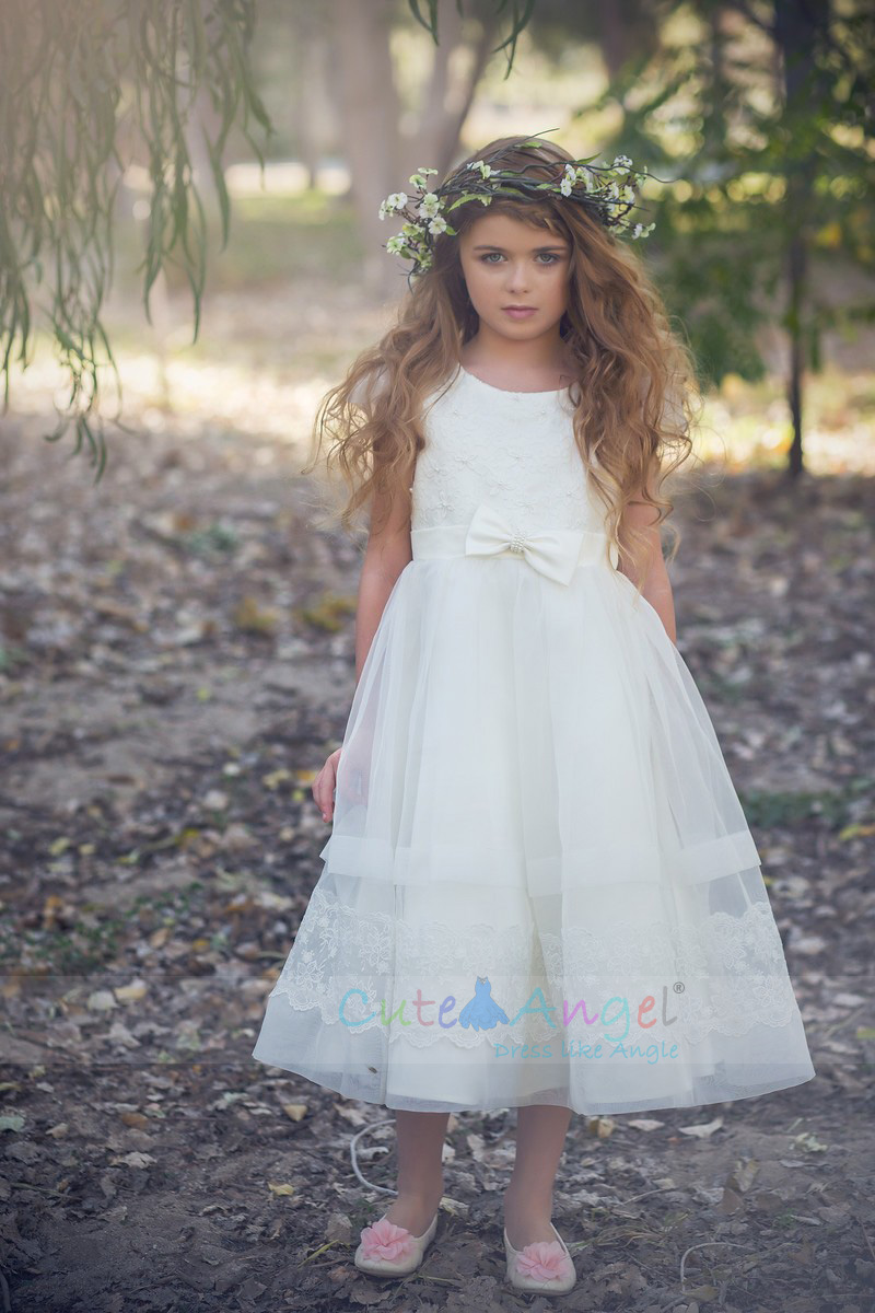 Lace Party Dress with Organza Skirt and Cap Sleeves
