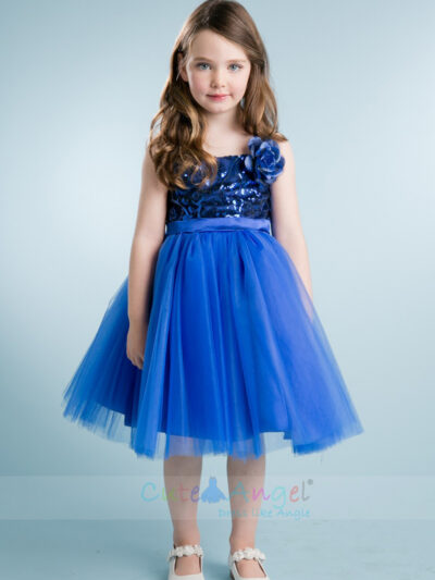 Floral Sequin Bodice with Tulle Skirt Royal Blue Girls Prom Dress Floral Sequin Bodice with Tulle Skirt Royal Blue Girls Prom Dress