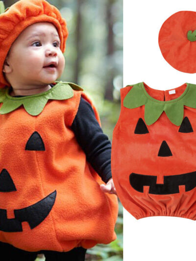 Baby Pumpkin Vest and Hat
