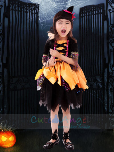 Witch Dress, Orange and Black