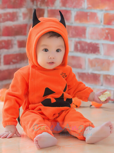 Baby Pumpkin Hooded Romper