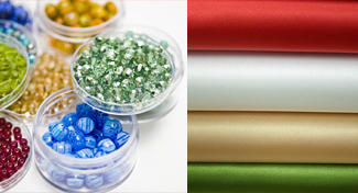 Beads, pearls and fabrics